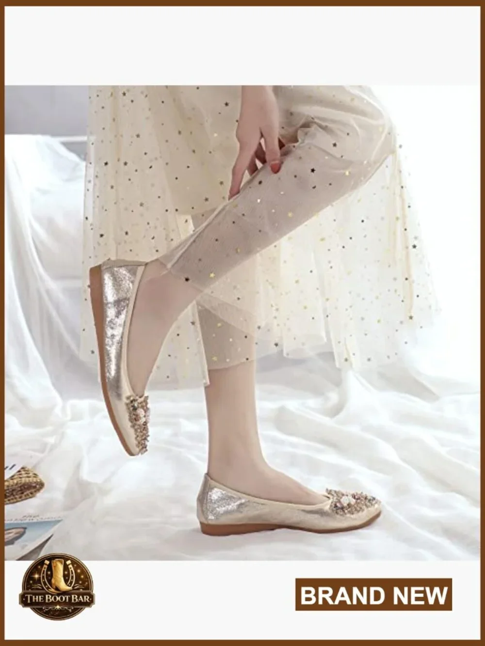 Rhinestone Ballet Flats Foldable Comfort Slip On Wedding Shoes Sparkly Pointed